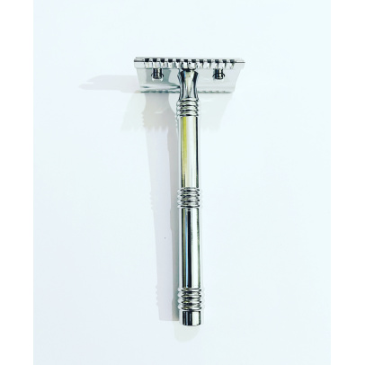 Romer-7  Ricardo Stainless Steel Handle Open Comb de safety razor Chrome Finish
